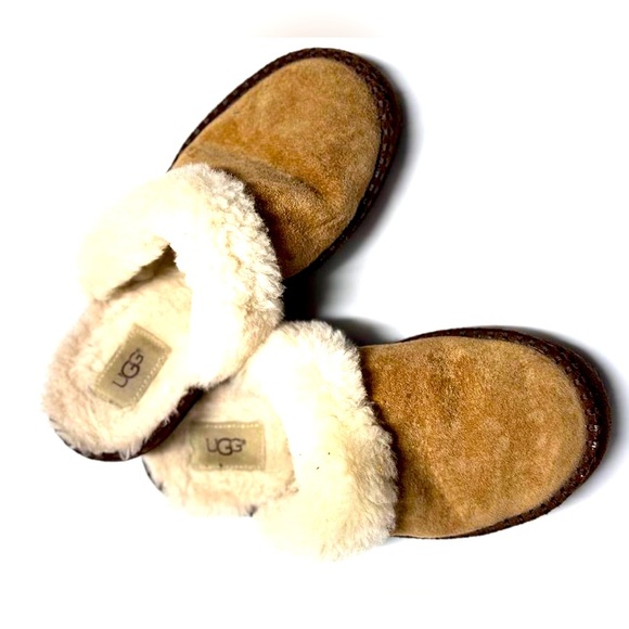 UGG Shoes - UGG 1007728 Brown Leather Slide On Casual Flats Shoes Size 7